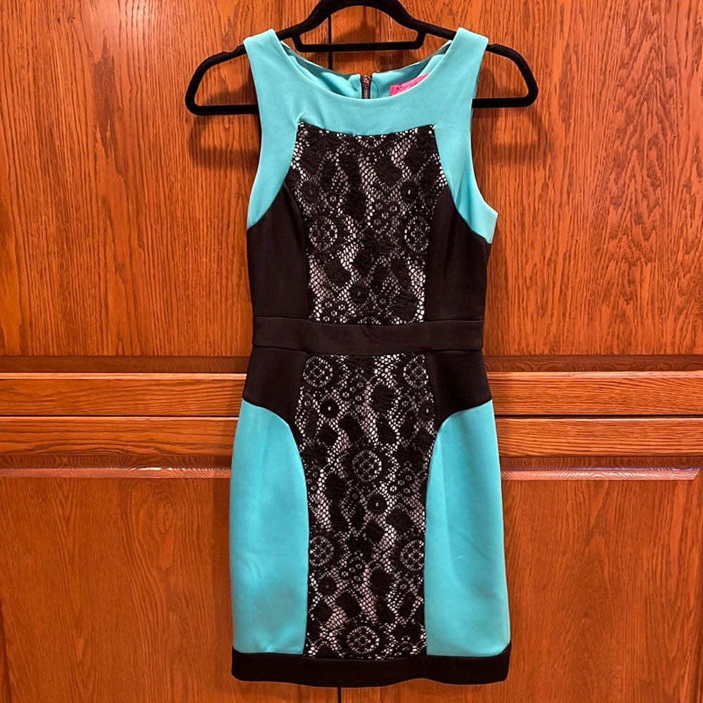 Betsy Johnson size 2 Blue and Black Lace Dress